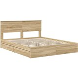  Postelja s shranjevanjem z vzglavjem Sonoma hrast 160 x 200 cm, (5000106451) | Shoptok.si