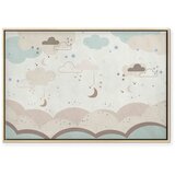  Slika - Cloudy Night Sky - Moons in Brown and Beige Hues Among Clouds and Numerous Little Stars on a Light Background 120x80 U p | shoptok.hr