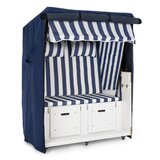 Blumfeldt hiddensee, modro bel črtast vzorec, sedežna garnitura za plažo, dvosed, 118 cm, zaščitna ponjava, kolesca | Shoptok.si