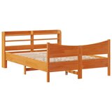 Maison Chic Posteljni okvir - Dvoposteljna postelja - Zakonska postelja z vzglavjem voščeno rjava 140x200 cm borovina, (21693861) | Shoptok.si