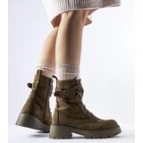 Gemre Dark green decorative eco-suede worker boots Castore | shoptok.hr