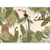  Foto tapeta - Leaves and Shapes - Jungle in Faded Colours With Animals 200x140 Standard | shoptok.hr