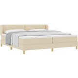 Box Spring Krevet s Madracem - Krem - 200x200 cm - Tkanina | shoptok.hr