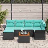  Vrtna sedežna garnitura z blazino 7 pcs Črna poli ratan, (5000146293) | Shoptok.si