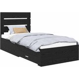 vidaXL konstrukcija postelje s predalom črna orehovina 90 x 200 cm, (5000113656) | Shoptok.si