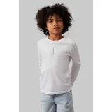 Calvin Klein Jeans Otroška bombažna majica z dolgimi rokavi bela barva, IB0IB02166