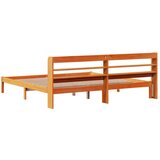 vidaXL Posteljni okvir z vzglavjem voščeno rjava 200x200 cm borovina | Shoptok.si
