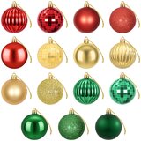  Set božićnih kuglica 75 kom. Crvena, zlatna i zelena 6 cm | shoptok.hr