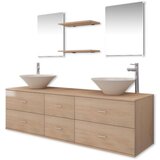  9-dijelni set kupaonskog namještaja, umivaonika i slavine bež | shoptok.hr
