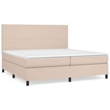  Box spring postelja z vzmetnico kapučino 200x200 cm um. usnje | Shoptok.si