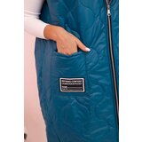 Kesi Włoski Plus Size women's quilted vest with a hood fastened with a zipper sea green | Eponuda.ba