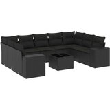 vidaXL 10-dijelni set vrtnih sofa s jastucima crni od poliratana | shoptok.hr