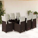vidaXL Vrtna bistro garnitura 9-delna z blazinami rjav poli ratan | Shoptok.si