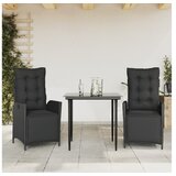 vidaXL 3-dijelni vrtni blagovaonski set s jastucima od poliratana crni | shoptok.hr