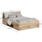 Kondela Postelja, 140x200, hrast wotan, MICHIGAN NEW | Shoptok.si