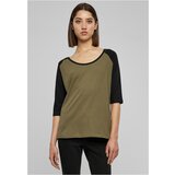 Urban Classics Women's 3/4 contrast raglan T-shirt olive/black Cene