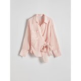 Reserved - Bluza na vezanje i preklop sprijeda - pastelnoružičasto | shoptok.hr