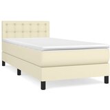 vidaXL Box spring postelja z vzmetnico krem 90x200 cm umetno usnje, (20726169) | Shoptok.si