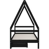  Okvir za dječji krevet s ladicama crni 90 x 200 cm od borovine | shoptok.hr