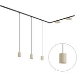 QAZQA Modern railsysteem zwart met 3 hanglampen en 2 plafondlampen beige 1-fase - Iconic Holt Pulley Cene