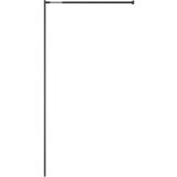 Pregrada za tuš s policom crna 90x195 cm staklo ESG i aluminij | shoptok.hr