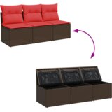  Vrtna sofa s jastucima za 3 osobe, smeđa, poliratan | shoptok.hr