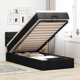  Otomanski okvir kreveta s madraca crni 80x200cm od tkanine | Eponuda.com