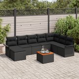 vidaXL Set od 9 Vrtnih Sofa S Jastucima Crna Poli Ratan Akacija Cijene
