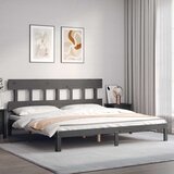  Okvir za krevet s uzglavljem sivi 200 x 200 cm od masivnog drva | shoptok.hr
