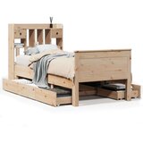 vidaXL Krevet s regalom za knjige bez madraca 75x190 cm borovina | shoptok.hr