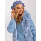 Fashion Hunters Grey-blue beret with cashmere and cotton Cene