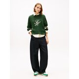 Tommy Hilfiger Pulover temno zelena / naravno bela | Shoptok.si