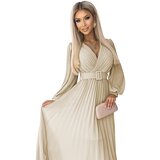 Numoco Pleated dress with belt and neckline Numoco Pleated dress with belt and neckline Slike
