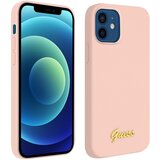 Guess Ovitek iPhone 12 Mini Silicone Gel Soft Touch Silicone Script roza, (20516799) | Shoptok.si
