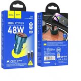 hoco. avtopolnilec USB QC 3.0 + Type C + kabel Type C v Type C PD 48W Leader Z50 kovinsko siv | Shoptok.si