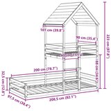 vidaXL pograd s streho bel 90x200 cm trdna borovina | Shoptok.si