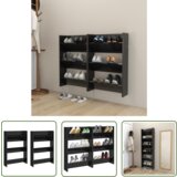 The Living Store Stenska omara za čevlje 2 kosa visok sijaj črna 60x18x90 cm - Stenska Omarica Za Čevlje, (21744643) | Shoptok.si
