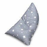 Ginger Home Детски Пуф Лежанка Little Stars, 100% Памук, Сив Барбарон със Звезди, 127x81x76 см | shoptok.hr