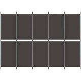 Sobna pregrada s 5 panela smeđa 250x180 cm od tkanine | Shoptok.si