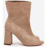 Boto Suede Ankle Boots With Open Toes Beige Zazoo 3830 | shoptok.hr