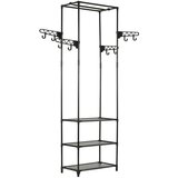 vidaXL Stojalo za oblačila jeklo in netkano blago 55x28,5x175 cm črno, (20771640) Cene