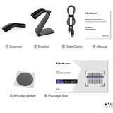Qoltec 52750 – Žični bralnik črtnih kodov 1D/2D in QR kod s postoljem, USB, črn | Shoptok.si