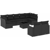  10-dijelni set vrtnih sofa s jastucima crni od poliratana | shoptok.hr