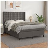 vidaXL Box spring postelja z vzmetnico siv 140x190 cm umetno Cene