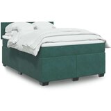 vidaXL Box spring postelja z vzmetnico temno zelen 140x190 cm žamet Cene