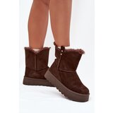Boto Women's Snow Boots On Platform With Fur Chocolate Evelira | Shoptok.si