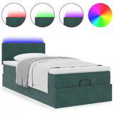 vidaXL Otomanski posteljni okvir z vzmetnico zelen 90x190 cm žamet, (21610116) | Shoptok.si