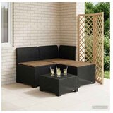 vidaXL Dvosjedni vrtni sofa s jastucima u ratan izgledu 3-sjedalo PP - Antracit Sofa + srednji + kutni s taupe jastučićem | shoptok.hr
