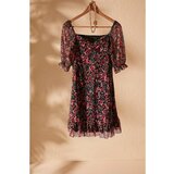 Trendyol Multi Colored Floral Patterned Tulle Knitted Dress Cene
