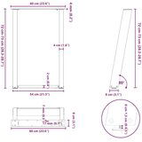 vidaXL Noge blagovaonski stol U-oblika 2 kom crne 60x(72-73) cm čelik | shoptok.hr
